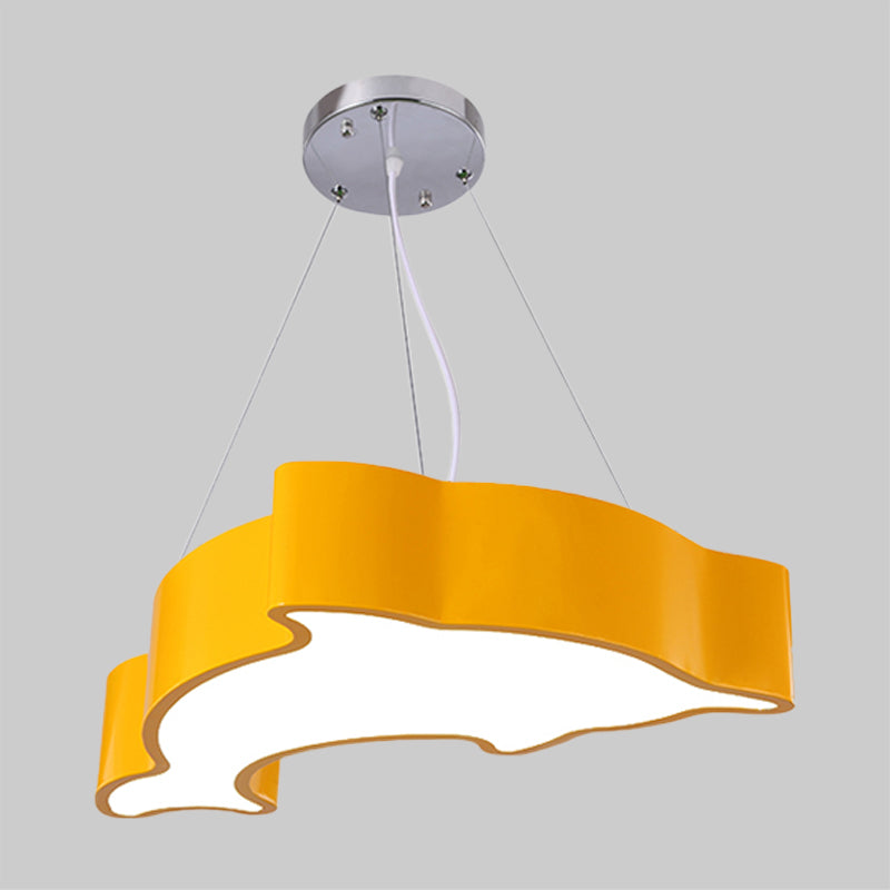 Acrylic Dolphin Pendant Chandelier Minimalist Blue/Green/Yellow LED Ceiling Suspension Lamp for Playroom Clearhalo 'Ceiling Lights' 'Chandeliers' Lighting' options 1908443