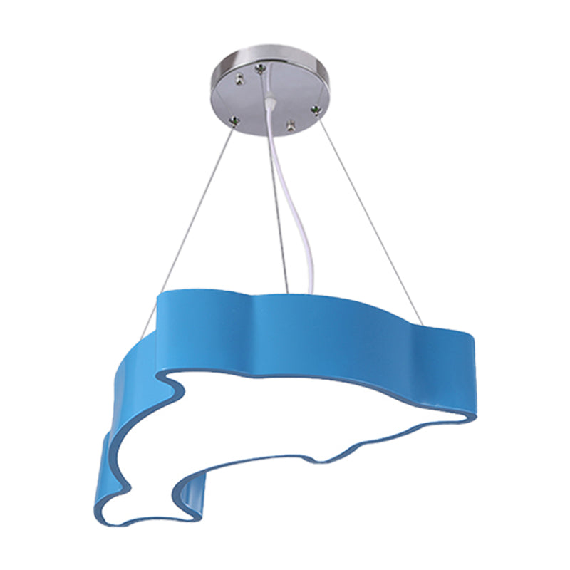 Acrylic Dolphin Pendant Chandelier Minimalist Blue/Green/Yellow LED Ceiling Suspension Lamp for Playroom Clearhalo 'Ceiling Lights' 'Chandeliers' Lighting' options 1908446