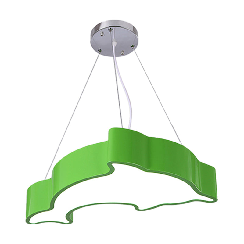 Acrylic Dolphin Pendant Chandelier Minimalist Blue/Green/Yellow LED Ceiling Suspension Lamp for Playroom Clearhalo 'Ceiling Lights' 'Chandeliers' Lighting' options 1908450