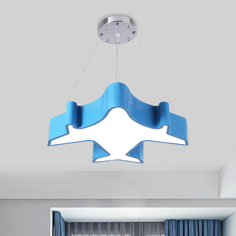 Plane Playing Room Pendant Lamp Acrylic Cartoon Style LED Chandelier Light Fixture in Blue/Yellow/Green Clearhalo 'Ceiling Lights' 'Chandeliers' Lighting' options 1908461