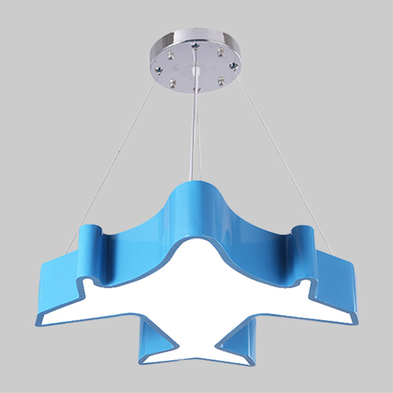 Plane Playing Room Pendant Lamp Acrylic Cartoon Style LED Chandelier Light Fixture in Blue/Yellow/Green Clearhalo 'Ceiling Lights' 'Chandeliers' Lighting' options 1908463