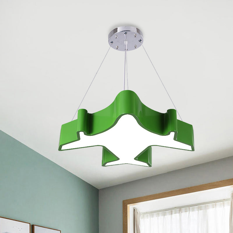 Plane Playing Room Pendant Lamp Acrylic Cartoon Style LED Chandelier Light Fixture in Blue/Yellow/Green Clearhalo 'Ceiling Lights' 'Chandeliers' Lighting' options 1908465