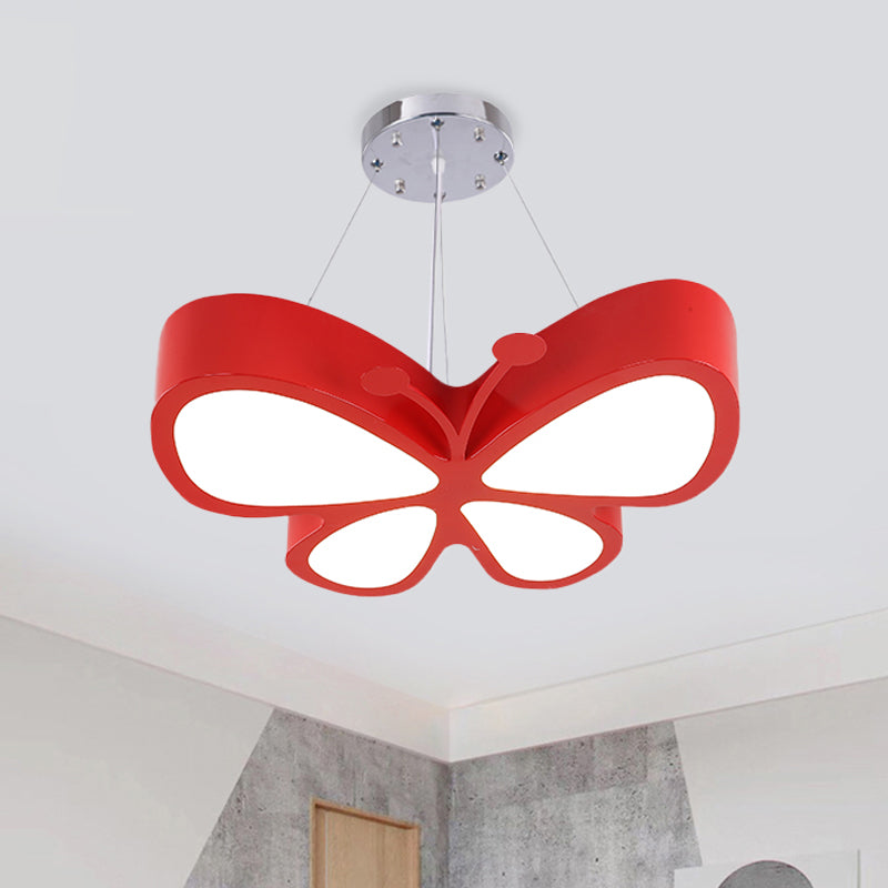 Kids Style Butterfly Chandelier Light Acrylic LED Hallway Ceiling Hang Fixture in Red/Blue/Yellow Clearhalo 'Ceiling Lights' 'Chandeliers' Lighting' options 1908468