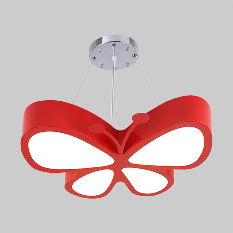 Kids Style Butterfly Chandelier Light Acrylic LED Hallway Ceiling Hang Fixture in Red/Blue/Yellow Clearhalo 'Ceiling Lights' 'Chandeliers' Lighting' options 1908470