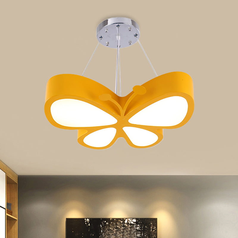 Kids Style Butterfly Chandelier Light Acrylic LED Hallway Ceiling Hang Fixture in Red/Blue/Yellow Clearhalo 'Ceiling Lights' 'Chandeliers' Lighting' options 1908472