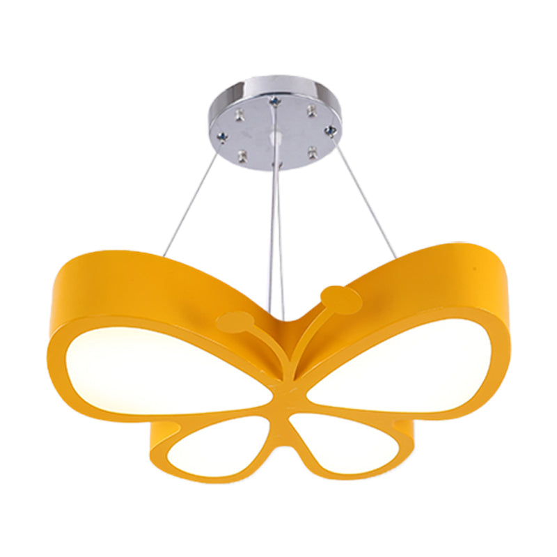 Kids Style Butterfly Chandelier Light Acrylic LED Hallway Ceiling Hang Fixture in Red/Blue/Yellow Clearhalo 'Ceiling Lights' 'Chandeliers' Lighting' options 1908474