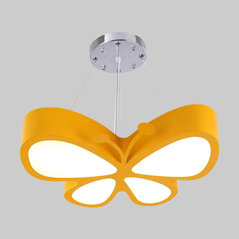 Kids Style Butterfly Chandelier Light Acrylic LED Hallway Ceiling Hang Fixture in Red/Blue/Yellow Clearhalo 'Ceiling Lights' 'Chandeliers' Lighting' options 1908475