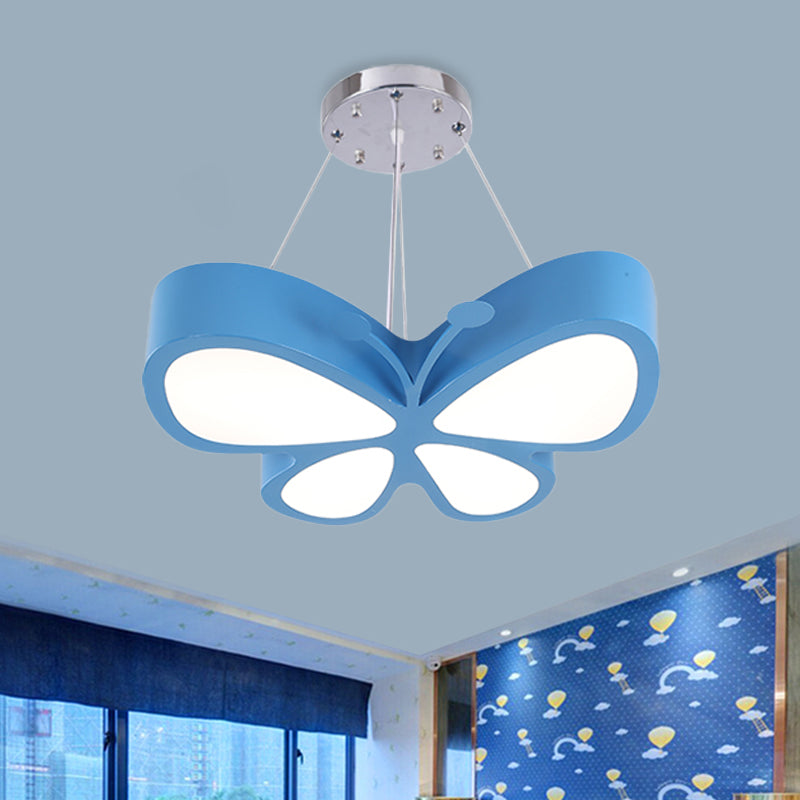 Kids Style Butterfly Chandelier Light Acrylic LED Hallway Ceiling Hang Fixture in Red/Blue/Yellow Clearhalo 'Ceiling Lights' 'Chandeliers' Lighting' options 1908476