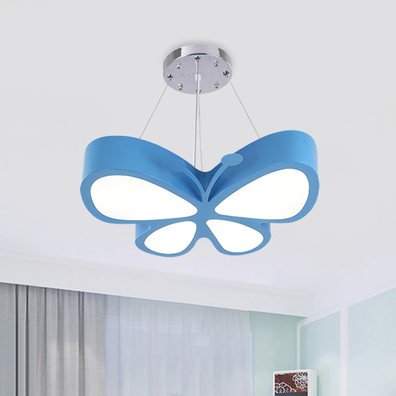 Kids Style Butterfly Chandelier Light Acrylic LED Hallway Ceiling Hang Fixture in Red/Blue/Yellow Clearhalo 'Ceiling Lights' 'Chandeliers' Lighting' options 1908477