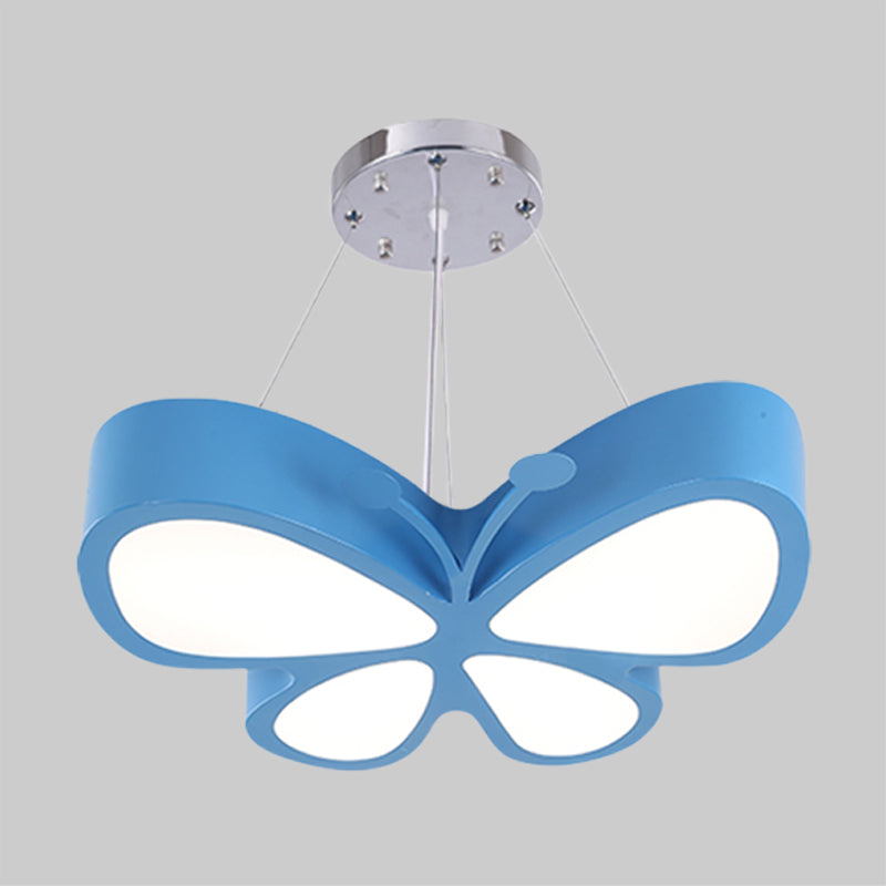 Kids Style Butterfly Chandelier Light Acrylic LED Hallway Ceiling Hang Fixture in Red/Blue/Yellow Clearhalo 'Ceiling Lights' 'Chandeliers' Lighting' options 1908479