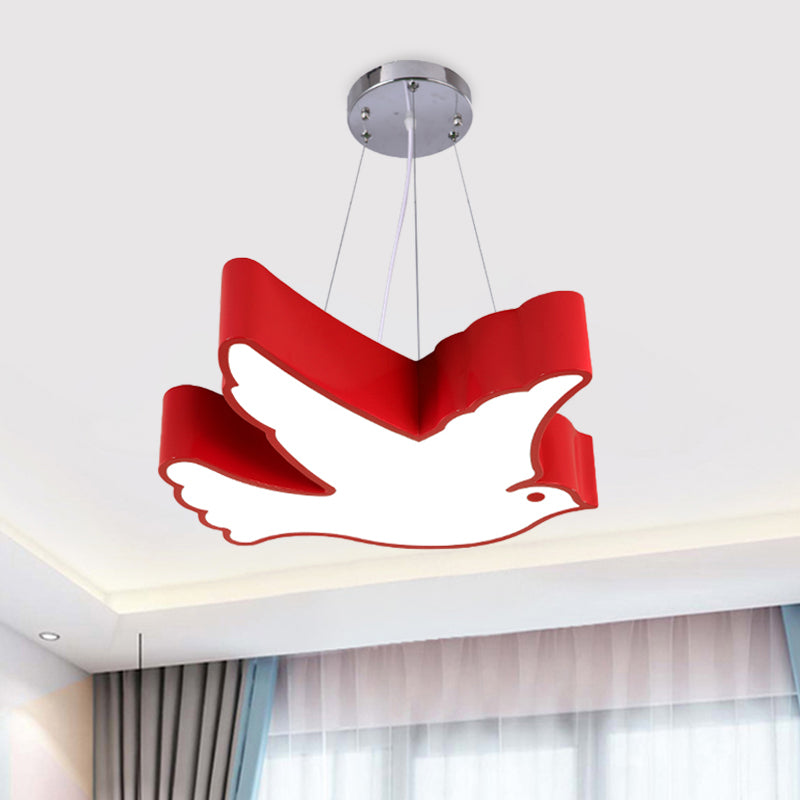 Contemporary LED Pendant Chandelier Blue/Green/Red Flying Bird Suspended Lighting Fixture with Acrylic Shade Red Clearhalo 'Ceiling Lights' 'Chandeliers' Lighting' options 1908484_b4987dba-7f6d-4aa8-baeb-d0c06bc47a36