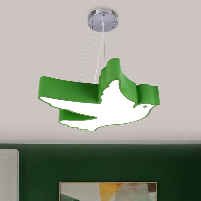 Contemporary LED Pendant Chandelier Blue/Green/Red Flying Bird Suspended Lighting Fixture with Acrylic Shade Green Clearhalo 'Ceiling Lights' 'Chandeliers' Lighting' options 1908496_710f9828-077f-4957-b0cf-4ca874da1cda