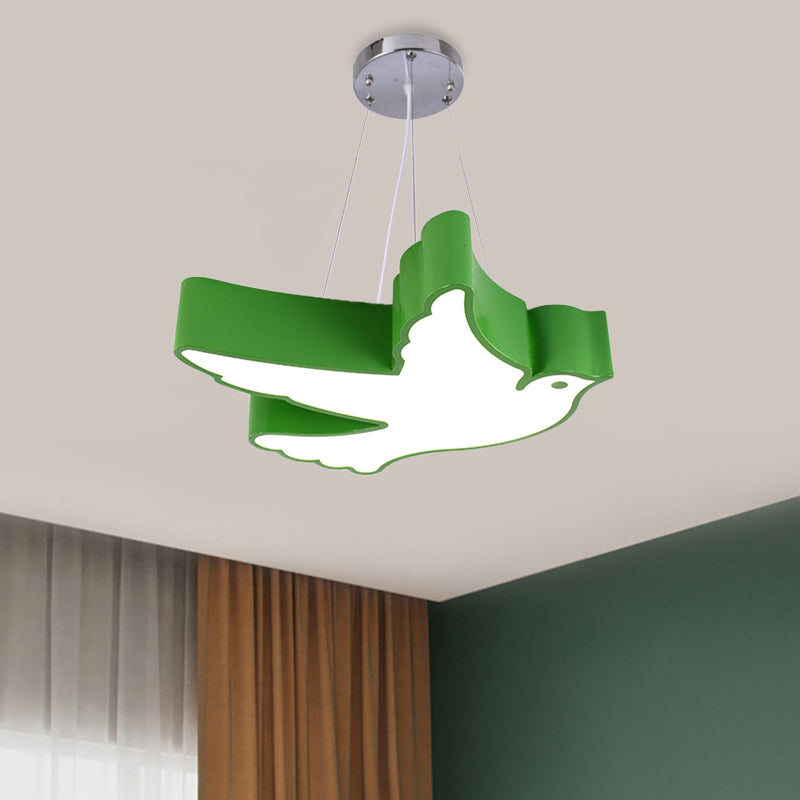 Contemporary LED Pendant Chandelier Blue/Green/Red Flying Bird Suspended Lighting Fixture with Acrylic Shade Clearhalo 'Ceiling Lights' 'Chandeliers' Lighting' options 1908497