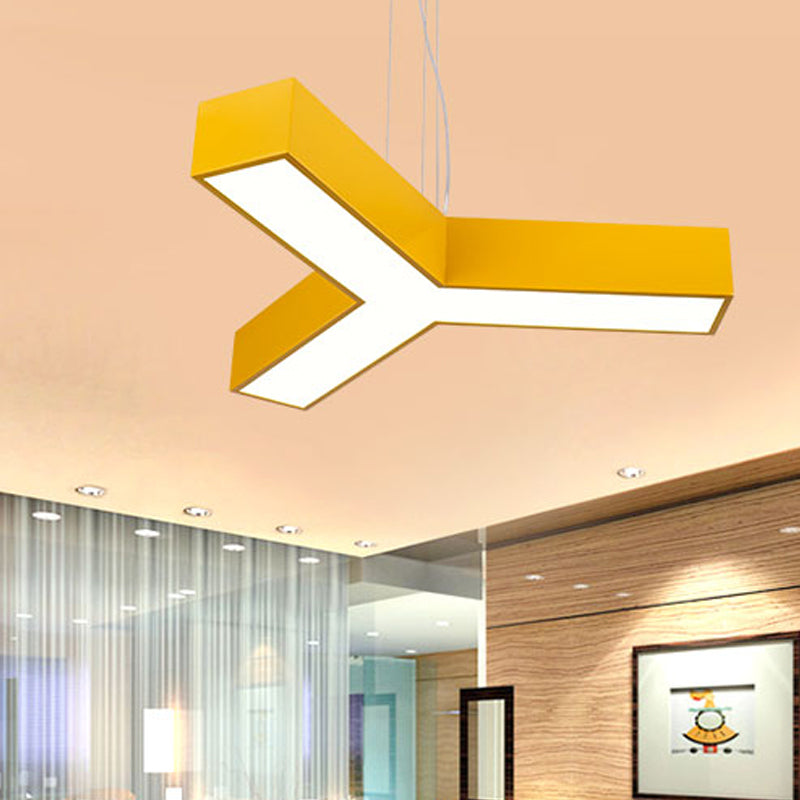 Acrylic Y-Shape Chandelier Lighting Creative White/Yellow/Blue LED Suspension Pendant for Restaurant Yellow Clearhalo 'Ceiling Lights' 'Chandeliers' Lighting' options 1908580_5d59d8f2-b9a6-426a-ab58-eedc237380d6