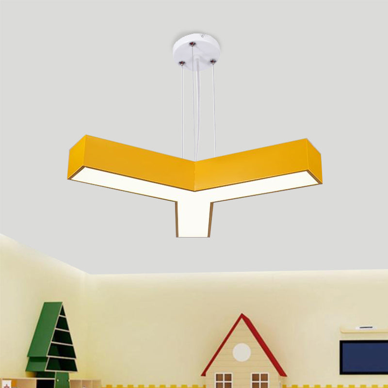 Acrylic Y-Shape Chandelier Lighting Creative White/Yellow/Blue LED Suspension Pendant for Restaurant Clearhalo 'Ceiling Lights' 'Chandeliers' Lighting' options 1908581