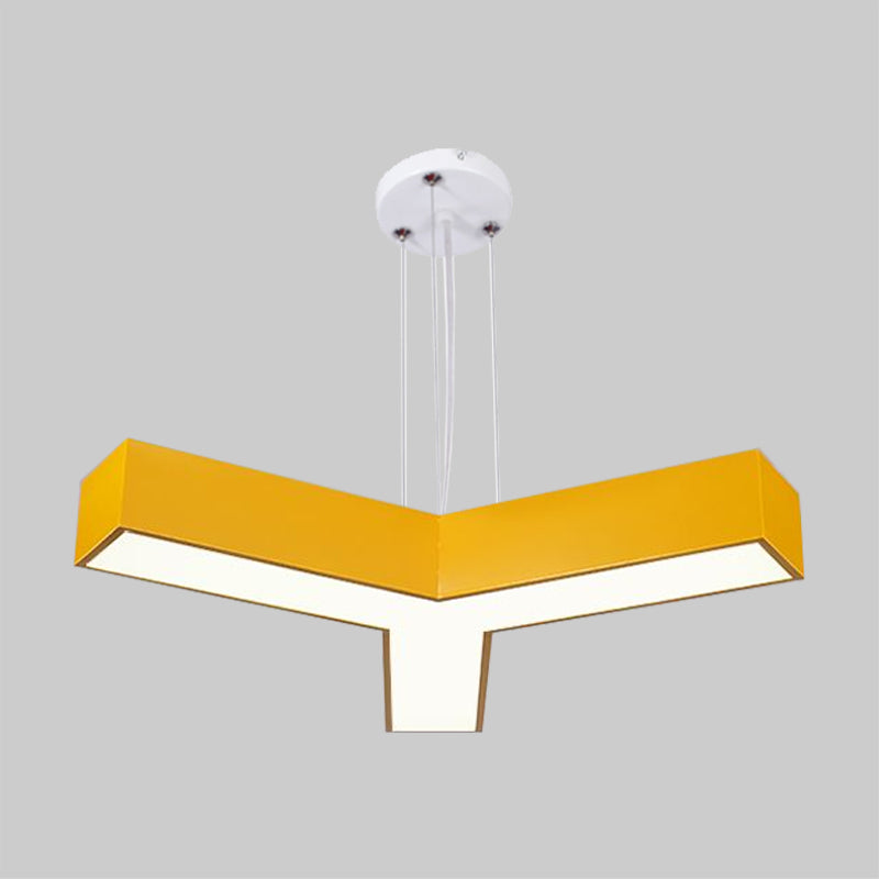 Acrylic Y-Shape Chandelier Lighting Creative White/Yellow/Blue LED Suspension Pendant for Restaurant Clearhalo 'Ceiling Lights' 'Chandeliers' Lighting' options 1908583