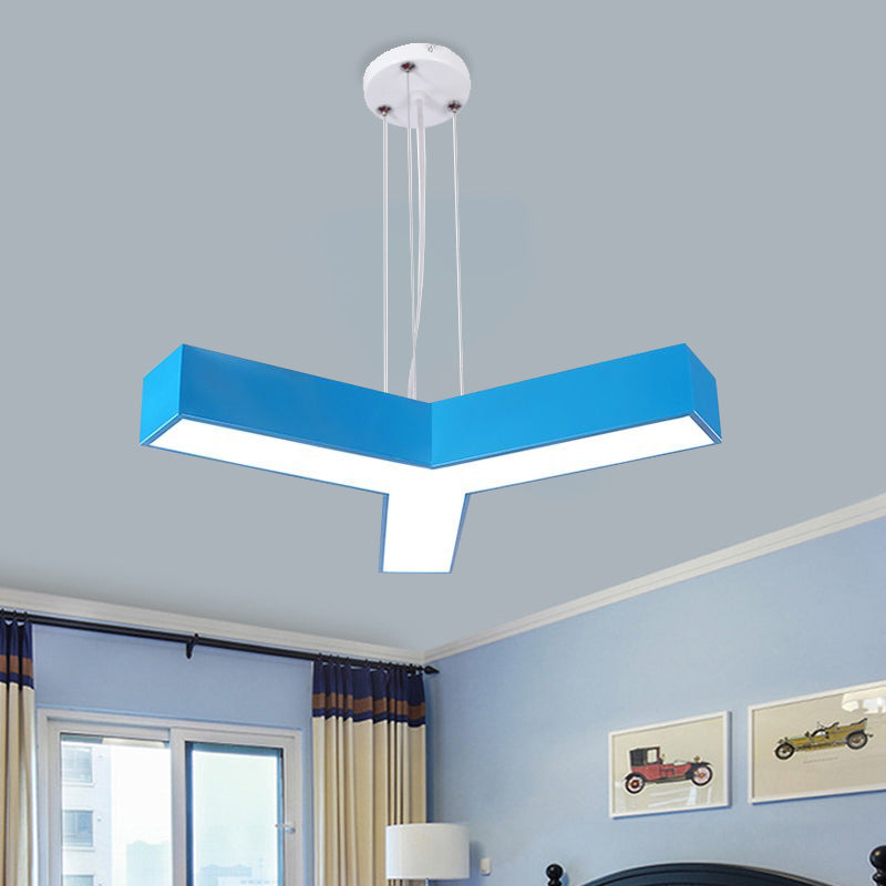 Acrylic Y-Shape Chandelier Lighting Creative White/Yellow/Blue LED Suspension Pendant for Restaurant Clearhalo 'Ceiling Lights' 'Chandeliers' Lighting' options 1908585