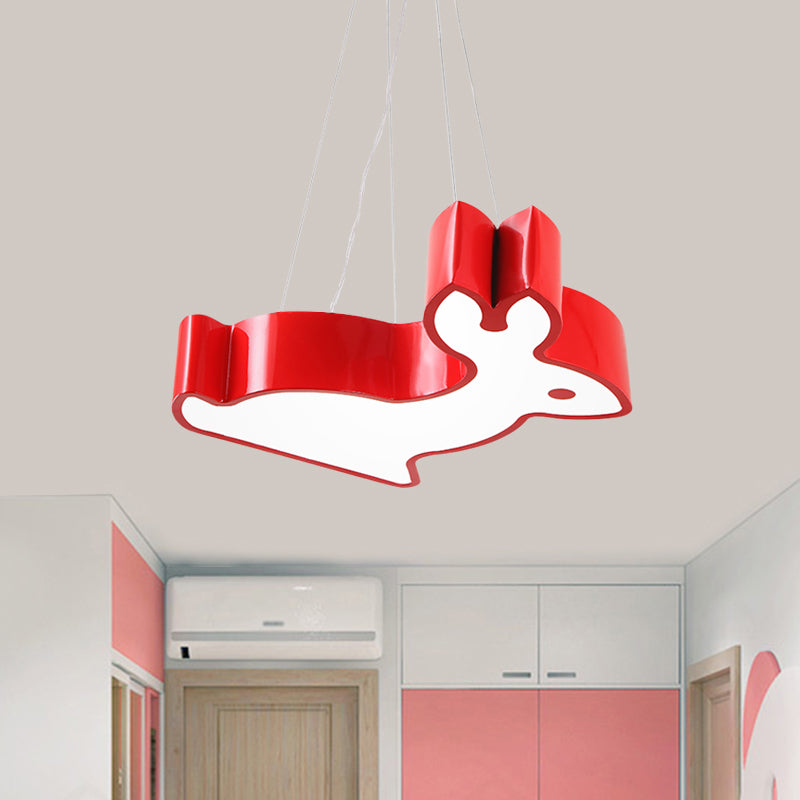 Rabbit Sleeping Room Ceiling Lamp Acrylic Kids Style LED Pendant Chandelier in Red/Blue/Yellow Clearhalo 'Ceiling Lights' 'Chandeliers' Lighting' options 1908592