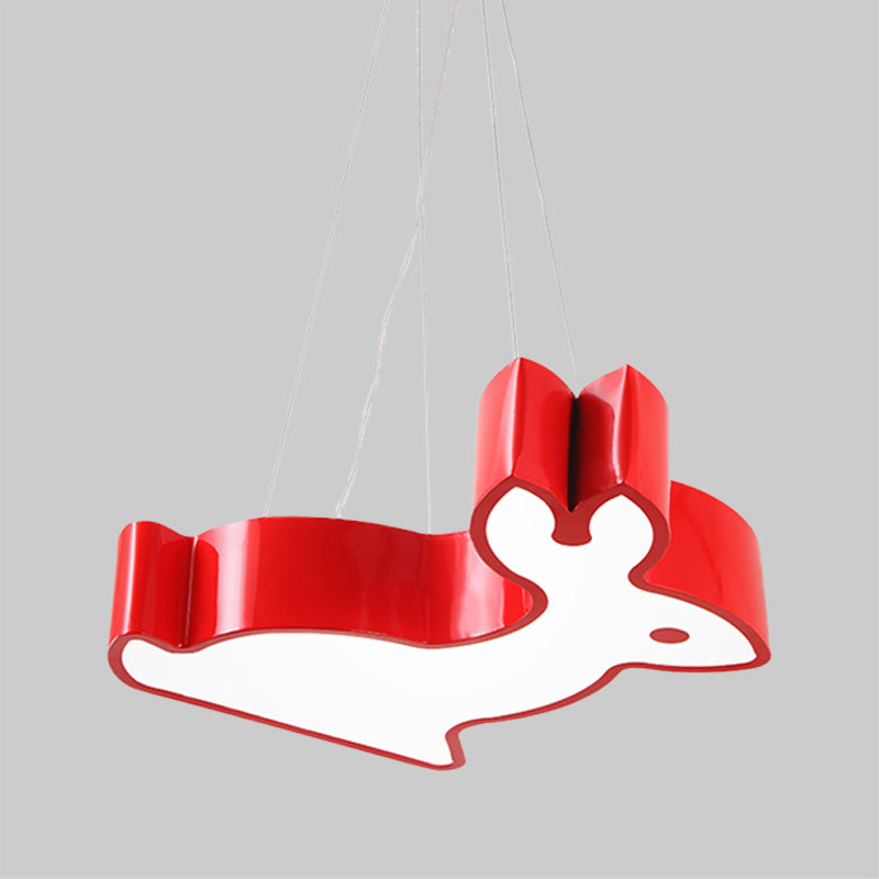 Rabbit Sleeping Room Ceiling Lamp Acrylic Kids Style LED Pendant Chandelier in Red/Blue/Yellow Clearhalo 'Ceiling Lights' 'Chandeliers' Lighting' options 1908594