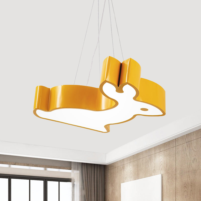 Rabbit Sleeping Room Ceiling Lamp Acrylic Kids Style LED Pendant Chandelier in Red/Blue/Yellow Clearhalo 'Ceiling Lights' 'Chandeliers' Lighting' options 1908596