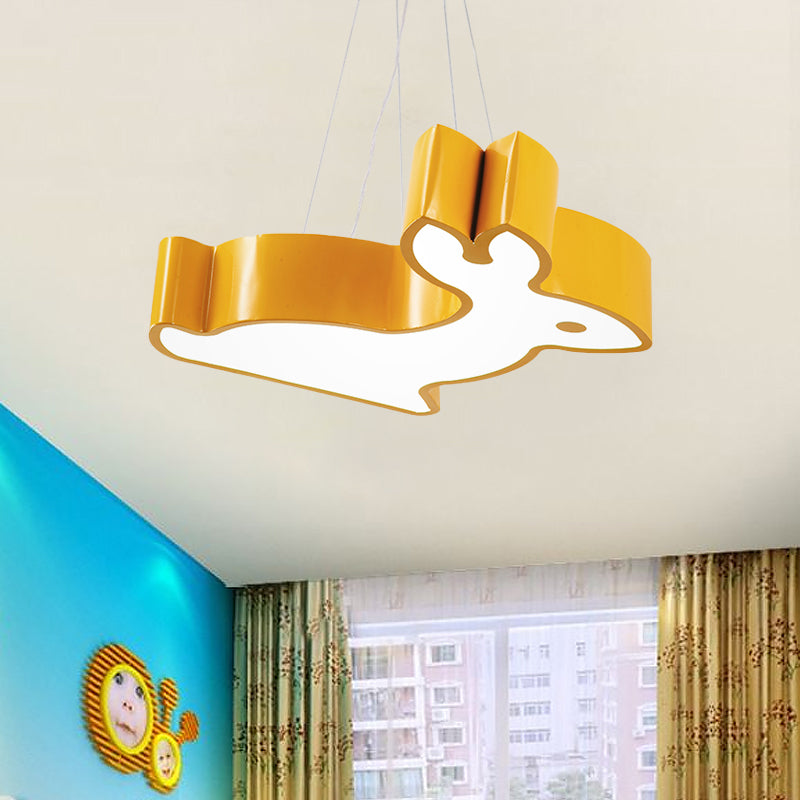 Rabbit Sleeping Room Ceiling Lamp Acrylic Kids Style LED Pendant Chandelier in Red/Blue/Yellow Clearhalo 'Ceiling Lights' 'Chandeliers' Lighting' options 1908597