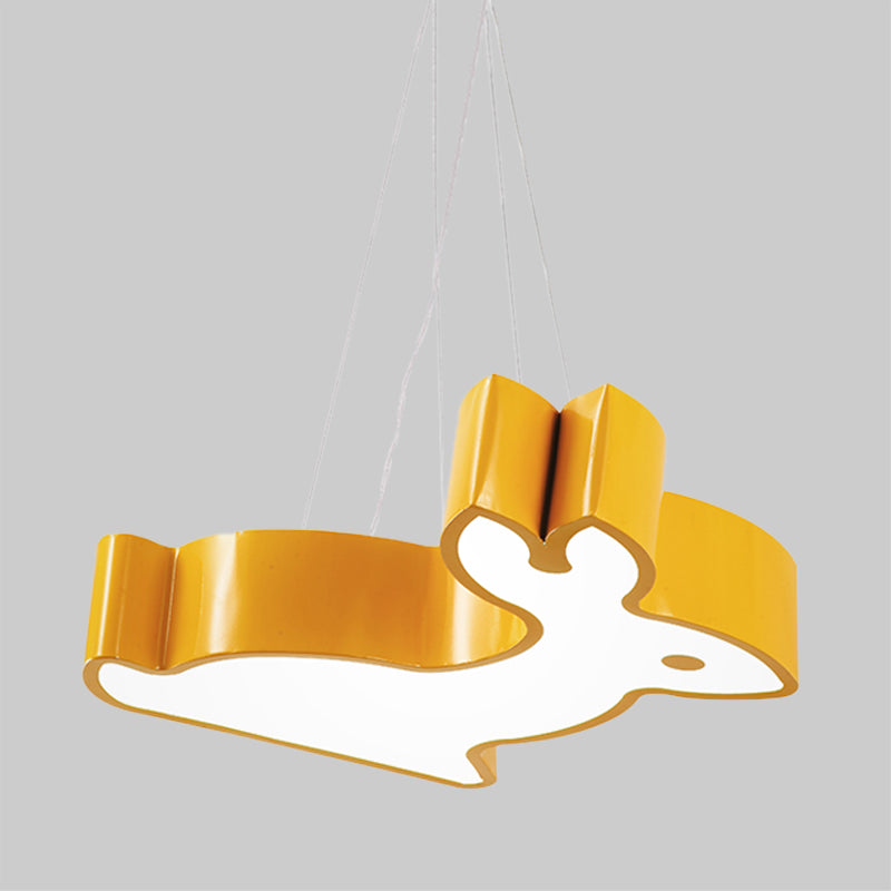 Rabbit Sleeping Room Ceiling Lamp Acrylic Kids Style LED Pendant Chandelier in Red/Blue/Yellow Clearhalo 'Ceiling Lights' 'Chandeliers' Lighting' options 1908599