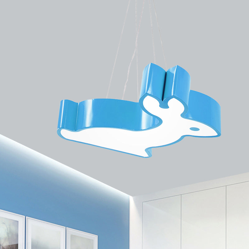 Rabbit Sleeping Room Ceiling Lamp Acrylic Kids Style LED Pendant Chandelier in Red/Blue/Yellow Clearhalo 'Ceiling Lights' 'Chandeliers' Lighting' options 1908600