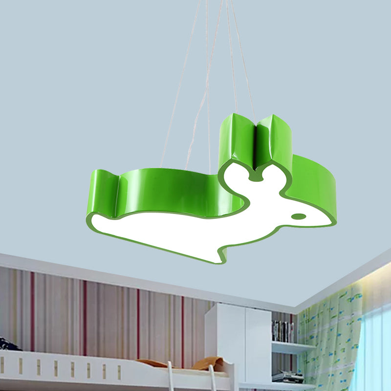 Rabbit Sleeping Room Ceiling Lamp Acrylic Kids Style LED Pendant Chandelier in Red/Blue/Yellow Clearhalo 'Ceiling Lights' 'Chandeliers' Lighting' options 1908604