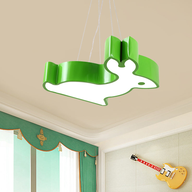 Rabbit Sleeping Room Ceiling Lamp Acrylic Kids Style LED Pendant Chandelier in Red/Blue/Yellow Clearhalo 'Ceiling Lights' 'Chandeliers' Lighting' options 1908605