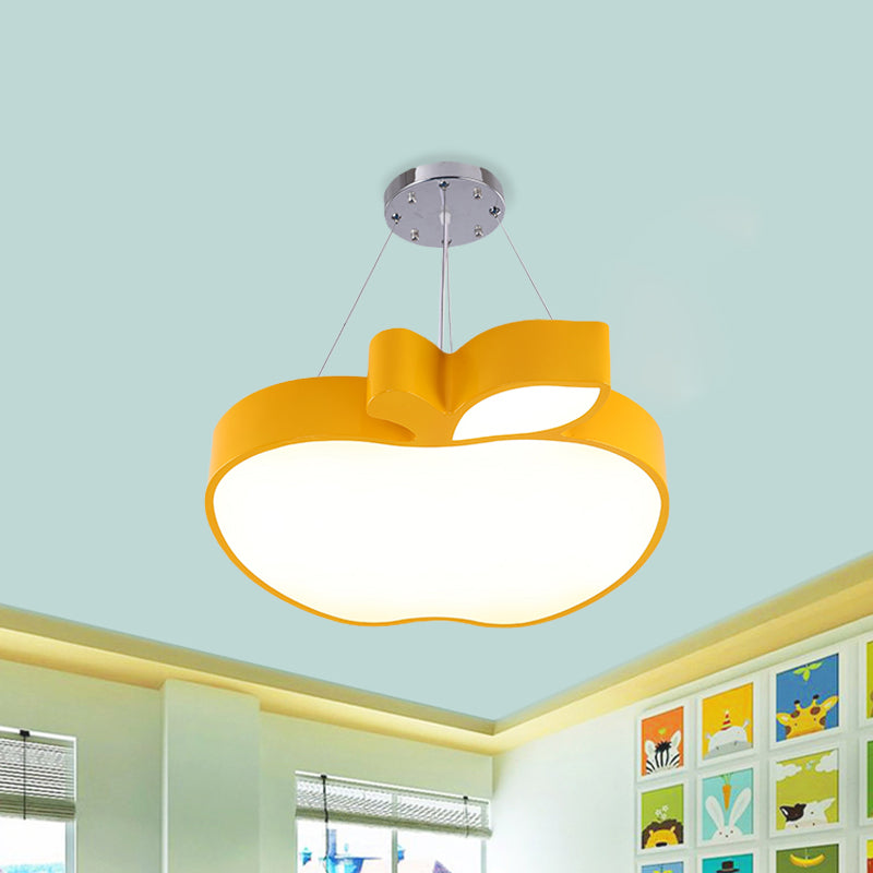 Blue/Yellow/Green Apple Ceiling Pendant Simplicity LED Acrylic Chandelier Lighting for Kids Room Clearhalo 'Ceiling Lights' 'Chandeliers' Lighting' options 1908612