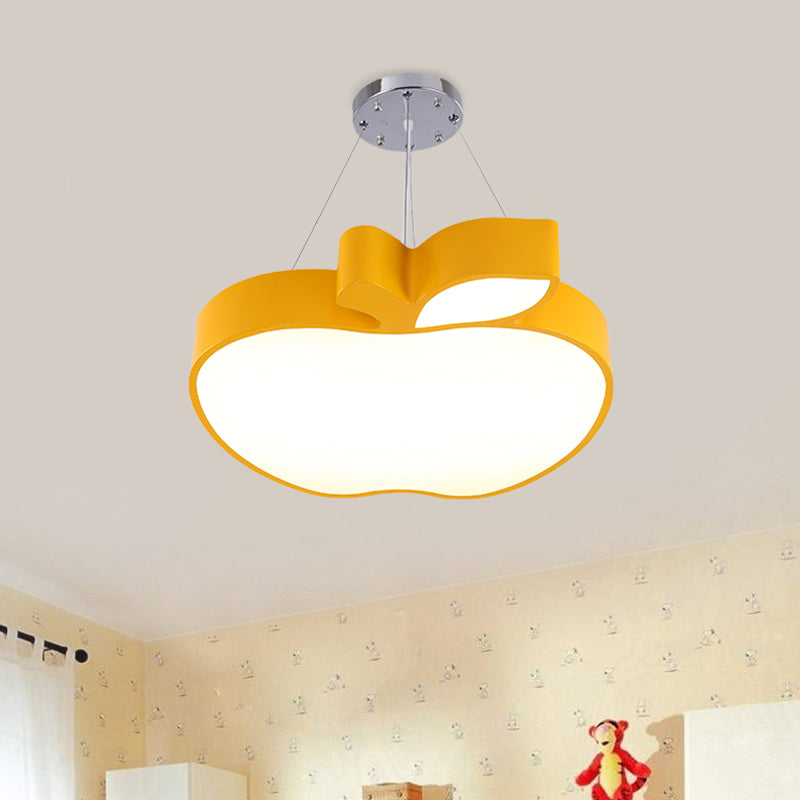 Blue/Yellow/Green Apple Ceiling Pendant Simplicity LED Acrylic Chandelier Lighting for Kids Room Clearhalo 'Ceiling Lights' 'Chandeliers' Lighting' options 1908613