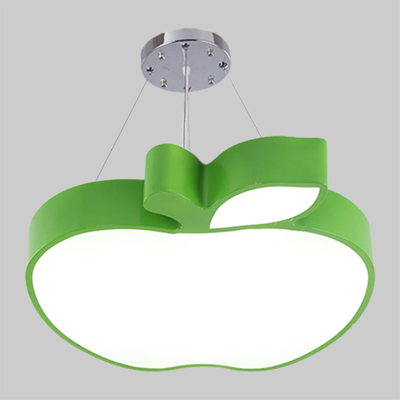 Blue/Yellow/Green Apple Ceiling Pendant Simplicity LED Acrylic Chandelier Lighting for Kids Room Clearhalo 'Ceiling Lights' 'Chandeliers' Lighting' options 1908623