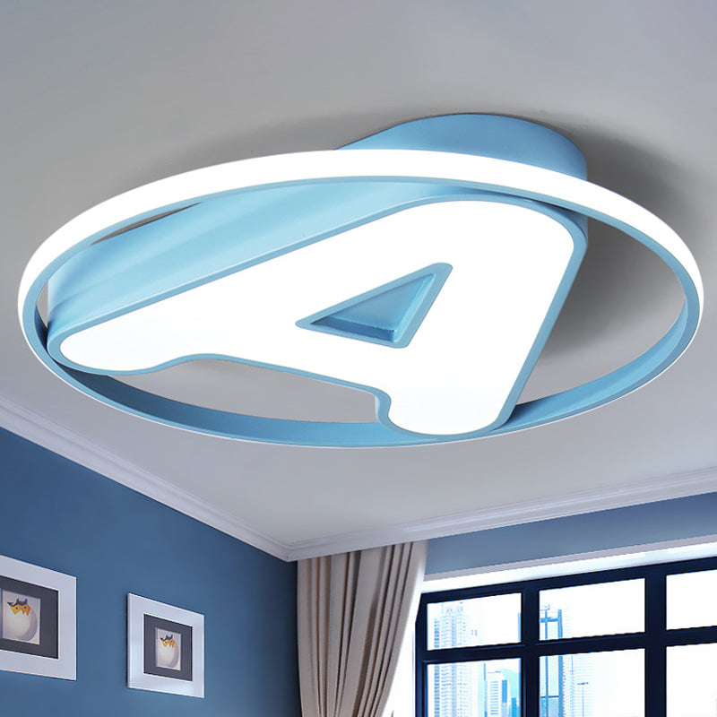 Nursing Room Circular Ceiling Lamp with Letter A Acrylic Kids LED Ceiling Mount Light Blue Clearhalo 'Ceiling Lights' 'Close To Ceiling Lights' 'Close to ceiling' 'Flush mount' Lighting' 190863