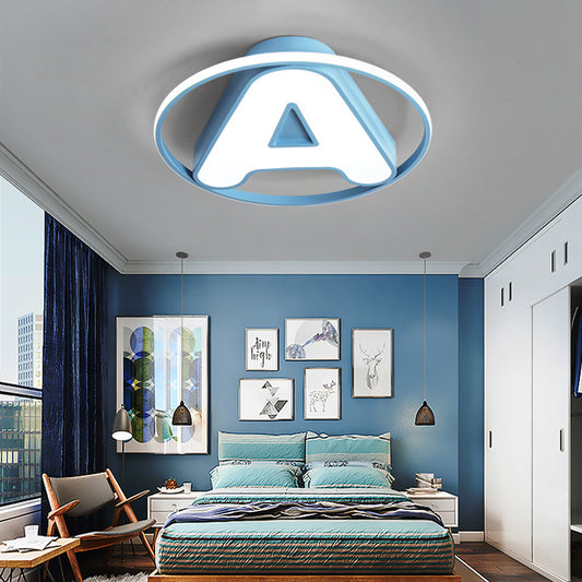 Nursing Room Circular Ceiling Lamp with Letter A Acrylic Kids LED Ceiling Mount Light Clearhalo 'Ceiling Lights' 'Close To Ceiling Lights' 'Close to ceiling' 'Flush mount' Lighting' 190864