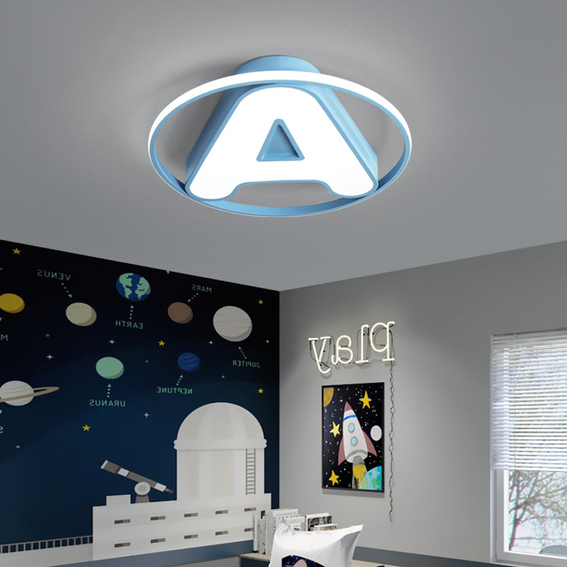 Nursing Room Circular Ceiling Lamp with Letter A Acrylic Kids LED Ceiling Mount Light Clearhalo 'Ceiling Lights' 'Close To Ceiling Lights' 'Close to ceiling' 'Flush mount' Lighting' 190865