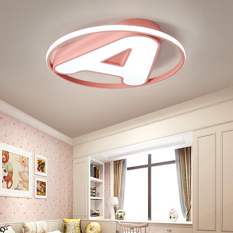 Nursing Room Circular Ceiling Lamp with Letter A Acrylic Kids LED Ceiling Mount Light Clearhalo 'Ceiling Lights' 'Close To Ceiling Lights' 'Close to ceiling' 'Flush mount' Lighting' 190870