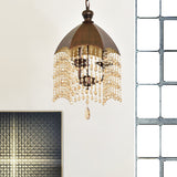 3 Lights Crystal Hanging Chandelier Traditional Rust Tapered Living Room Pendant Light Fixture Clearhalo 'Ceiling Lights' 'Chandeliers' Lighting' options 1908781