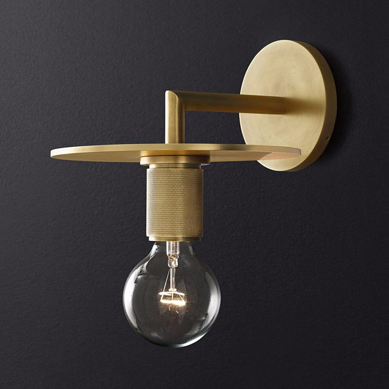 1-Bulb Wall Mount Lamp Simple Exposed Bulb Metal Sconce Ideas in Black/Brass/Chrome with Flat Top Clearhalo 'Wall Lamps & Sconces' 'Wall Lights' Lighting' 1908864