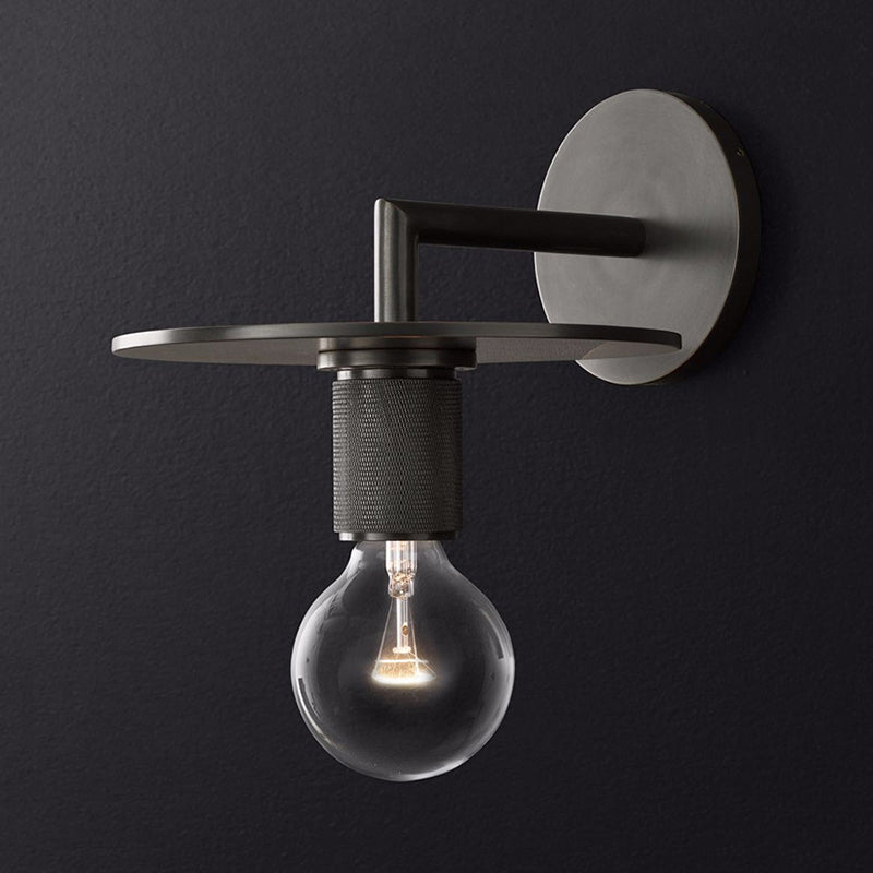 1-Bulb Wall Mount Lamp Simple Exposed Bulb Metal Sconce Ideas in Black/Brass/Chrome with Flat Top Clearhalo 'Wall Lamps & Sconces' 'Wall Lights' Lighting' 1908868