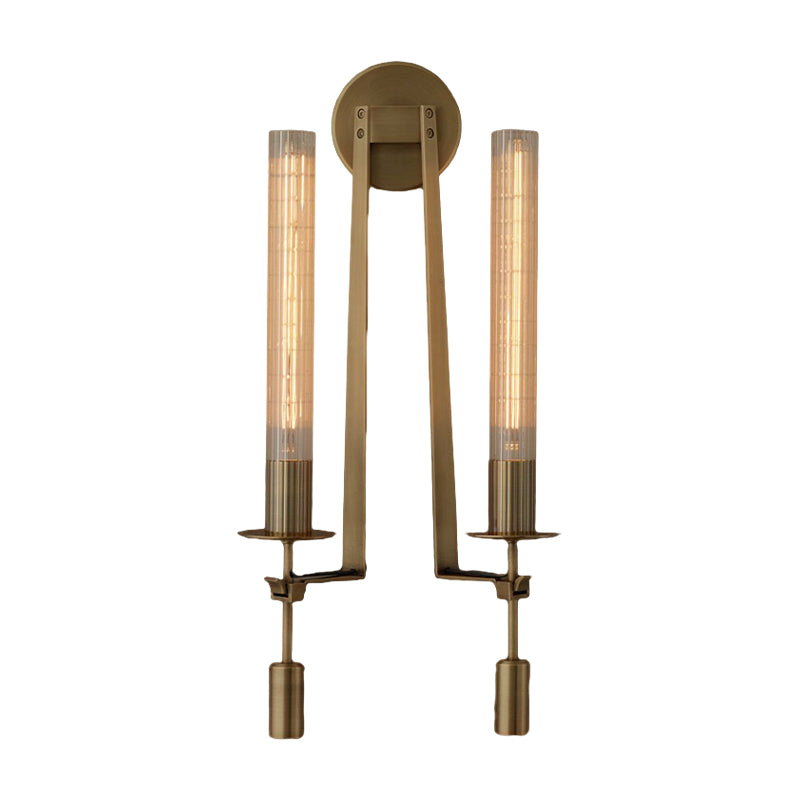 Tube Bathroom Wall Mount Light Minimalist Metal 1/2-Head Brass/Black/Chrome Sconce Lighting Fixture Clearhalo 'Wall Lamps & Sconces' 'Wall Lights' Lighting' 1908883