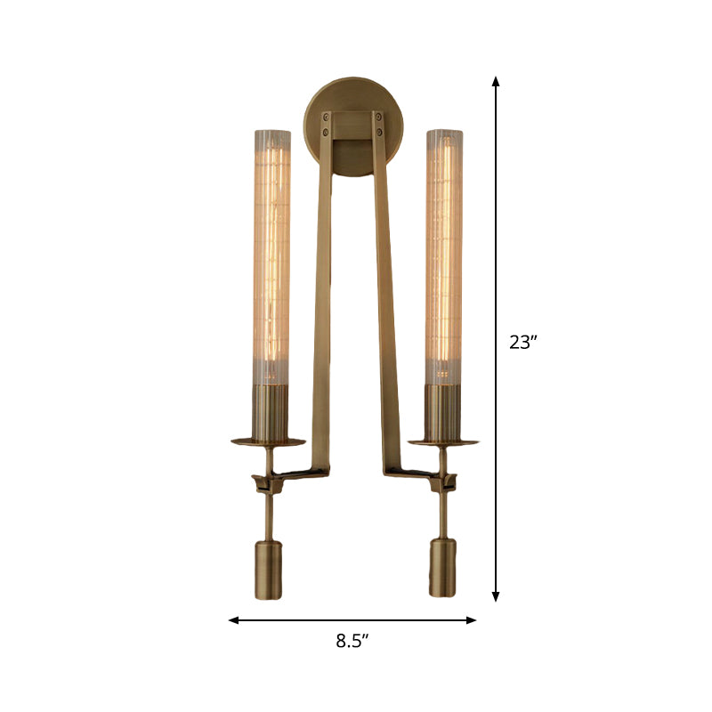 Tube Bathroom Wall Mount Light Minimalist Metal 1/2-Head Brass/Black/Chrome Sconce Lighting Fixture Clearhalo 'Wall Lamps & Sconces' 'Wall Lights' Lighting' 1908884