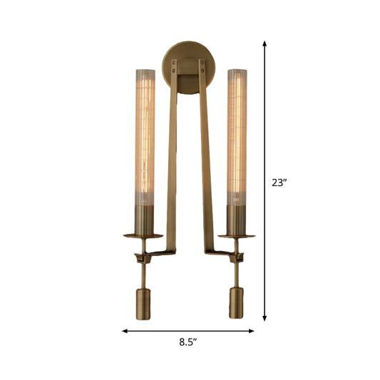 Tube Bathroom Wall Mount Light Minimalist Metal 1/2-Head Brass/Black/Chrome Sconce Lighting Fixture Clearhalo 'Wall Lamps & Sconces' 'Wall Lights' Lighting' 1908884