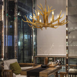 6/8-Light Resin Chandelier Lamp Rural Brown Antlered Shape Living Room Hanging Pendant with Open Bulb Design Clearhalo 'Ceiling Lights' 'Chandeliers' Lighting' options 1908887