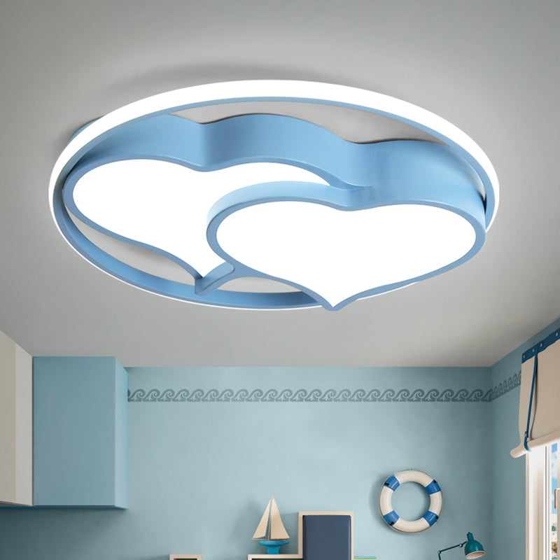 Cute Loving Heart Ceiling Mount Light Acrylic LED Ceiling Fixture for Girls Boys Bedroom Blue Clearhalo 'Ceiling Lights' 'Close To Ceiling Lights' 'Close to ceiling' 'Flush mount' Lighting' 190904