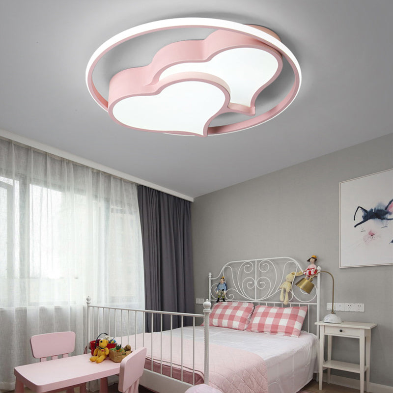 Cute Loving Heart Ceiling Mount Light Acrylic LED Ceiling Fixture for Girls Boys Bedroom Pink Clearhalo 'Ceiling Lights' 'Close To Ceiling Lights' 'Close to ceiling' 'Flush mount' Lighting' 190909