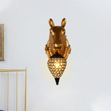 1 Head Faceted Crystal Wall Mounted Light Rustic Black Raindrop Bedside Sconce Lamp with Brown Horse/Deer Head Clearhalo 'Wall Lamps & Sconces' 'Wall Lights' Lighting' 1909104