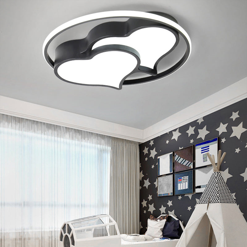 Cute Loving Heart Ceiling Mount Light Acrylic LED Ceiling Fixture for Girls Boys Bedroom Black Clearhalo 'Ceiling Lights' 'Close To Ceiling Lights' 'Close to ceiling' 'Flush mount' Lighting' 190911