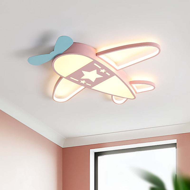 Plane Shaped Acrylic Ceiling Lighting Simple Pink/Blue LED Flush Mount Fixture in White/3 Color Light Clearhalo 'Ceiling Lights' 'Close To Ceiling Lights' 'Close to ceiling' 'Flush mount' Lighting' 1909311