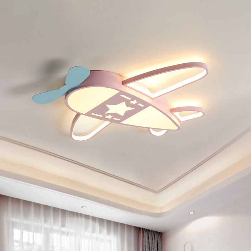 Plane Shaped Acrylic Ceiling Lighting Simple Pink/Blue LED Flush Mount Fixture in White/3 Color Light Clearhalo 'Ceiling Lights' 'Close To Ceiling Lights' 'Close to ceiling' 'Flush mount' Lighting' 1909312