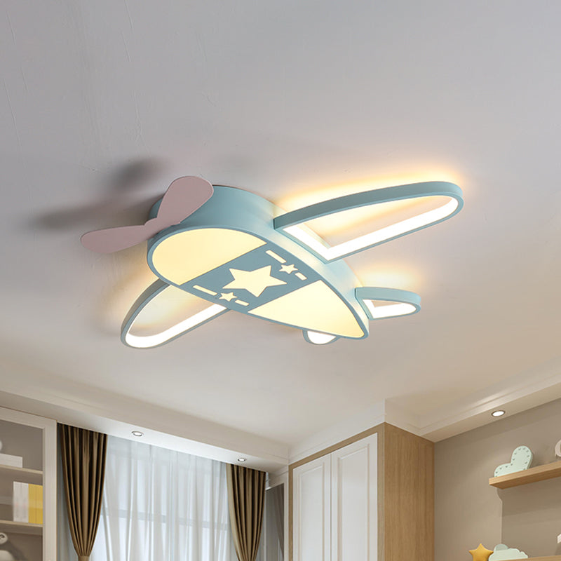 Plane Shaped Acrylic Ceiling Lighting Simple Pink/Blue LED Flush Mount Fixture in White/3 Color Light Clearhalo 'Ceiling Lights' 'Close To Ceiling Lights' 'Close to ceiling' 'Flush mount' Lighting' 1909316